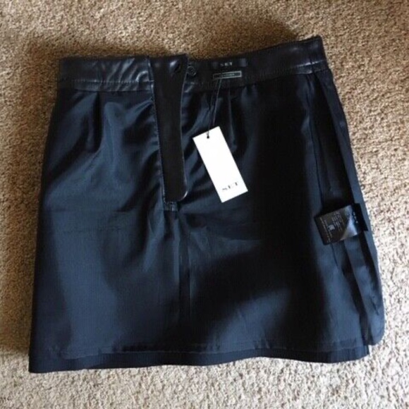 Women’s Black Leather Mini Skirt with studs by The SEI Size Fr 36 Us S/4 NWT - Picture 6 of 12